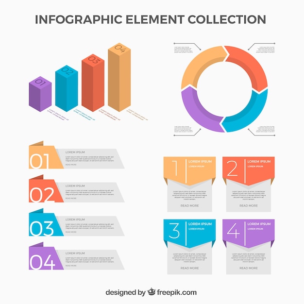 Colección de elementos infográficos coloridos en estilo plano