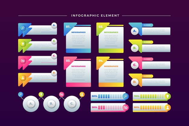 Colección de elementos infográficos coloridos sobre fondo moderno