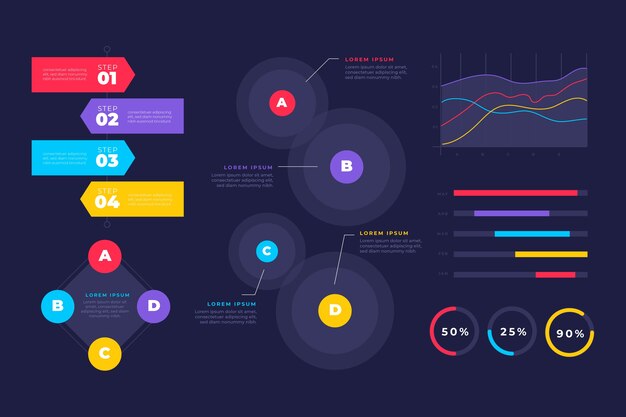 Colección de elementos infográficos coloridos