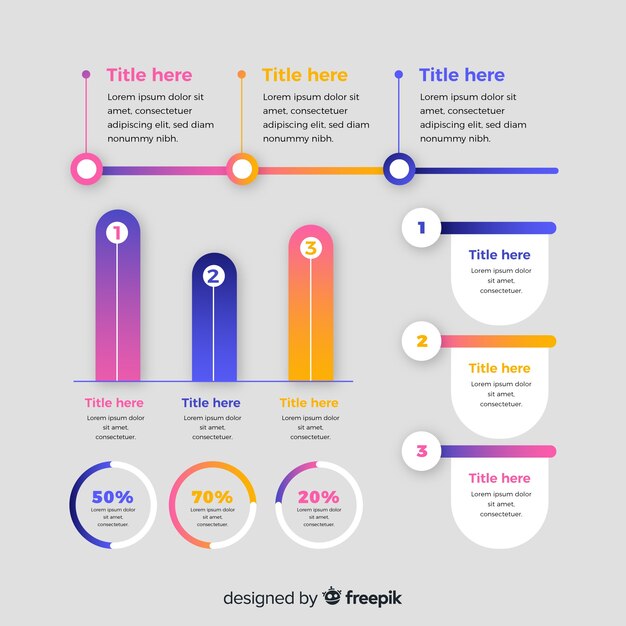Colección de elementos infográficos degradados