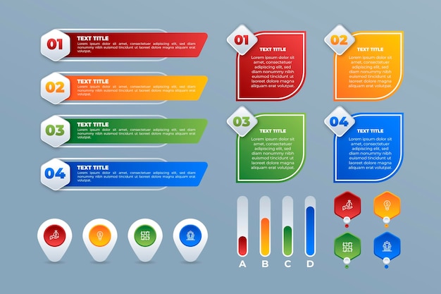 Vector gratuito colección de elementos infográficos degradados