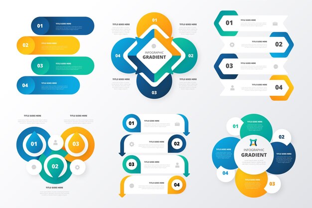 Colección de elementos infográficos degradados