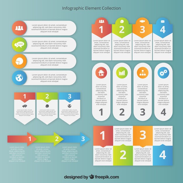 Colección de elementos infográficos con detalles coloridos