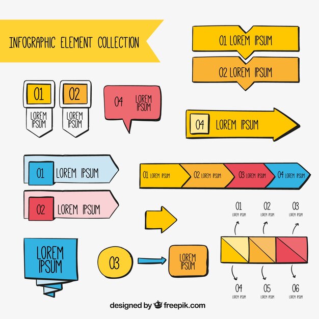 Colección de elementos infográficos dibujados a mano 