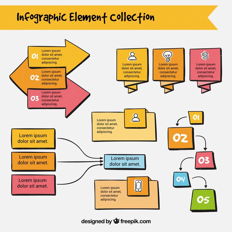Vector gratuito colección de elementos infográficos dibujados a mano