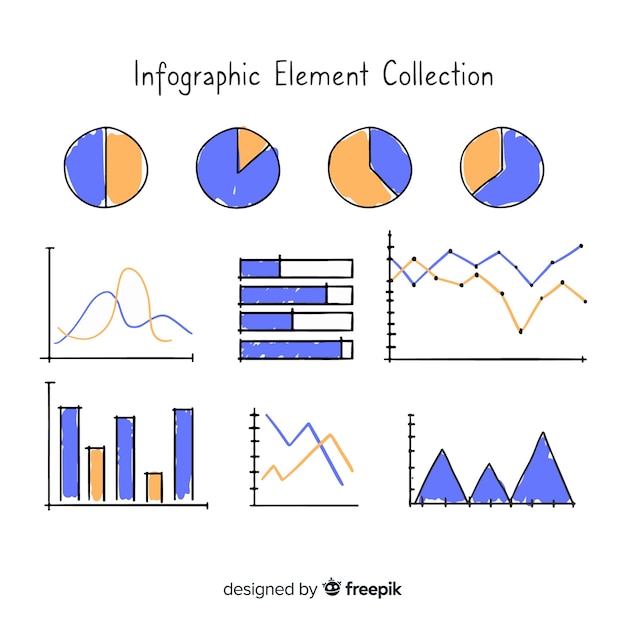 Vector gratuito colección de elementos infográficos dibujados a mano