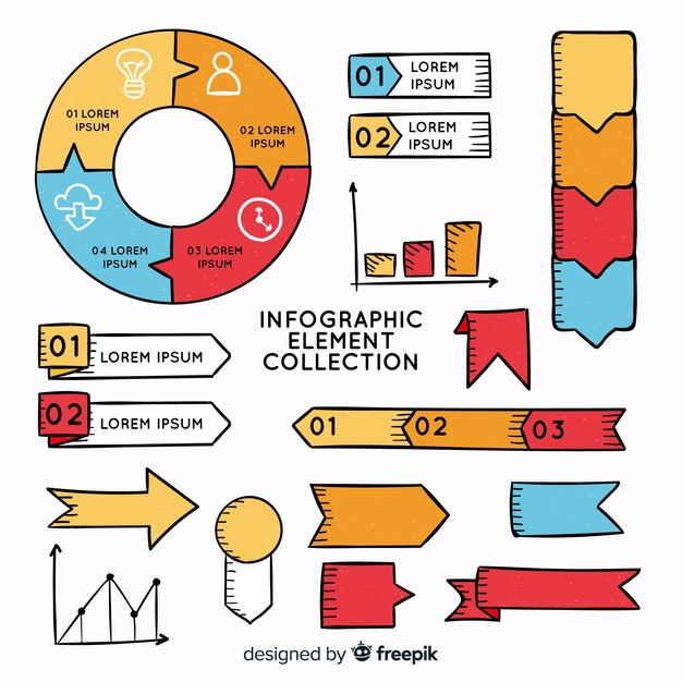 Colección de elementos infográficos dibujados a mano