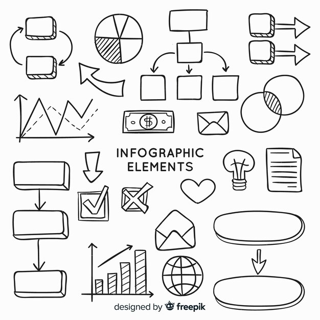 Colección de elementos infográficos dibujados a mano