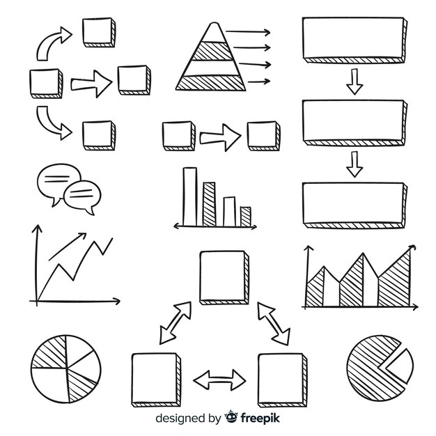 Colección de elementos infográficos dibujados a mano