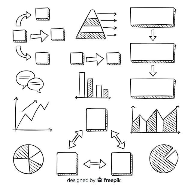 Colección de elementos infográficos dibujados a mano