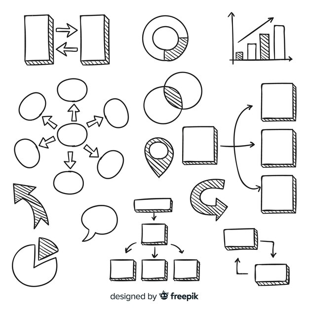 Colección de elementos infográficos dibujados a mano