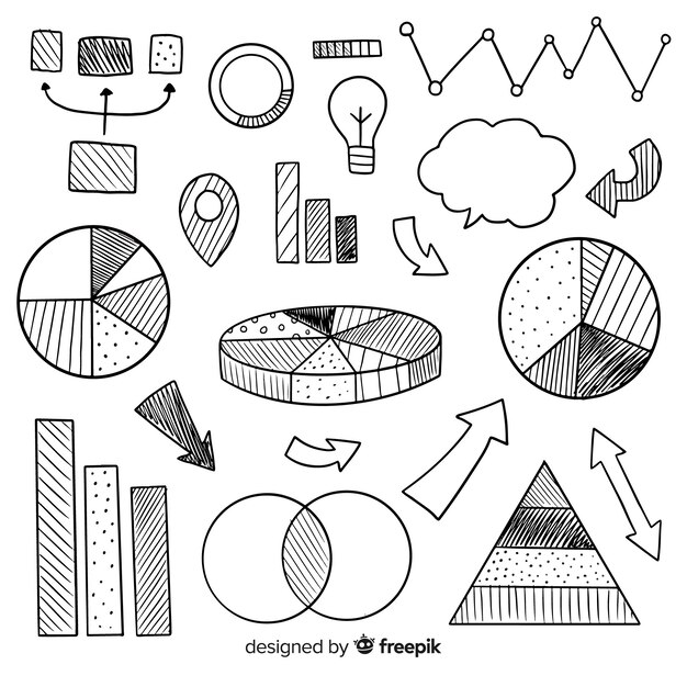 Colección de elementos infográficos dibujados a mano