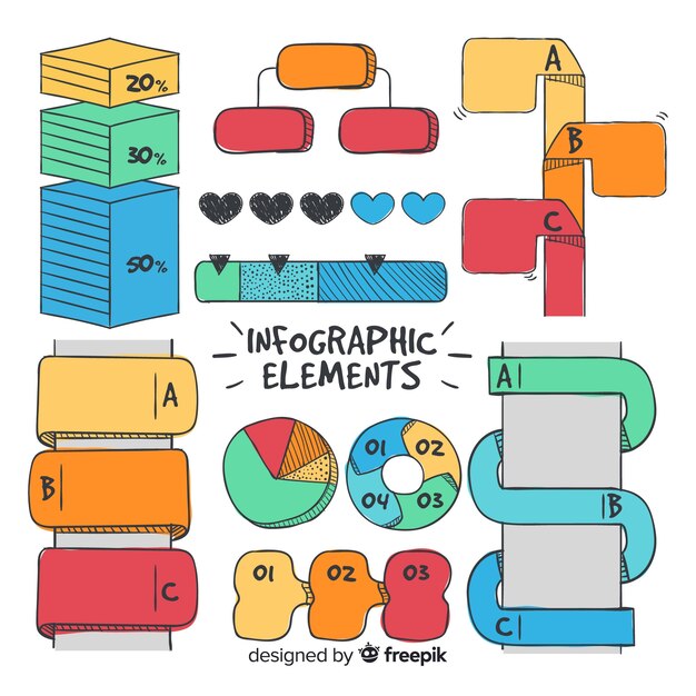 Colección de elementos infográficos dibujados a mano