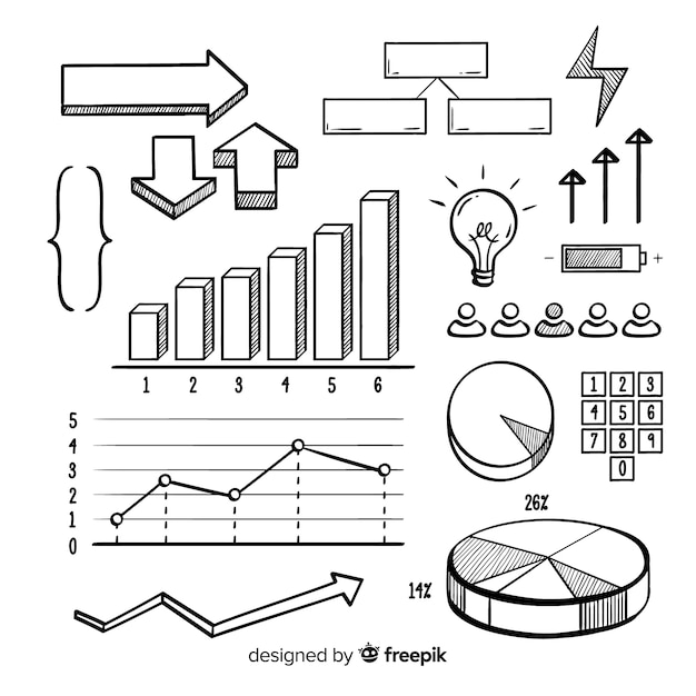 Colección de elementos infográficos dibujados a mano