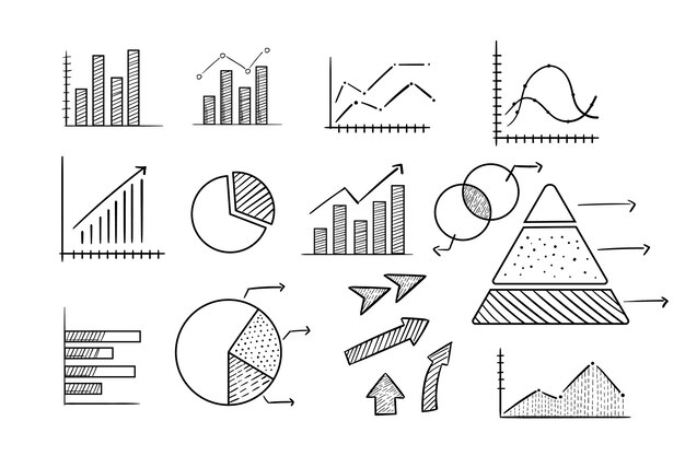 Colección de elementos infográficos dibujados a mano