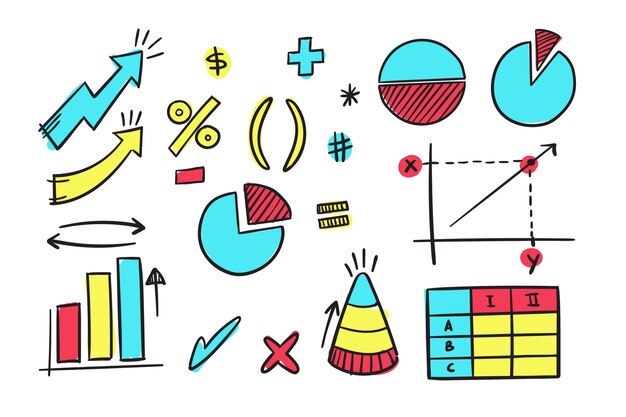 Colección de elementos infográficos dibujados a mano