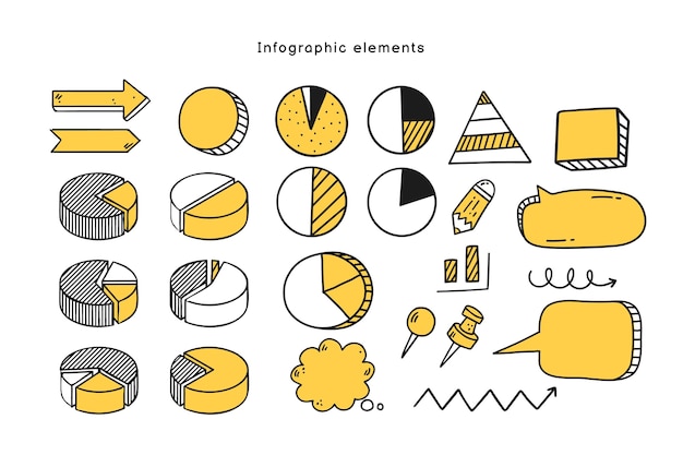 Colección de elementos infográficos dibujados a mano