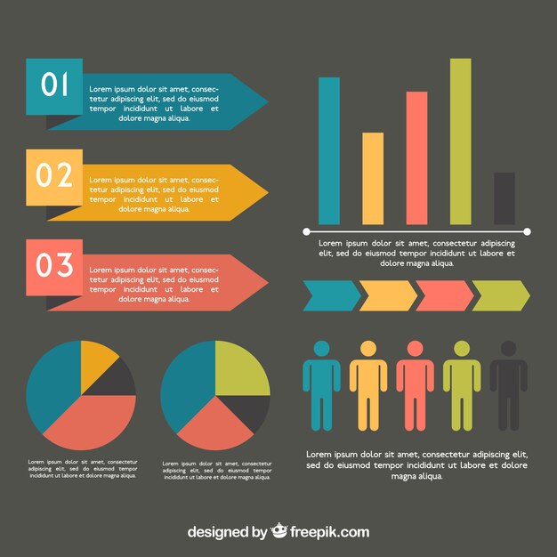 Colección de elementos infográficos con diferentes colores