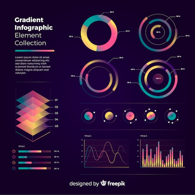 Vector gratuito colección de elementos infográficos en diseño flat