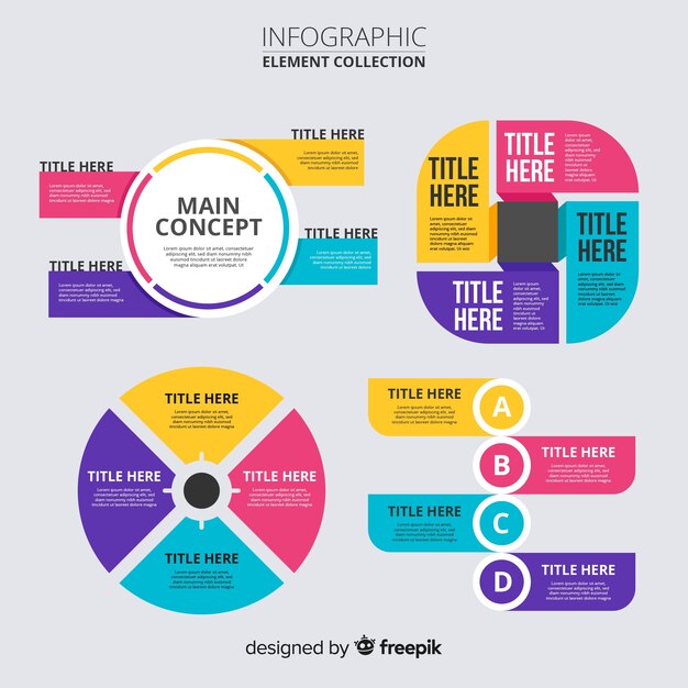 Colección de elementos infográficos de diseño plano.