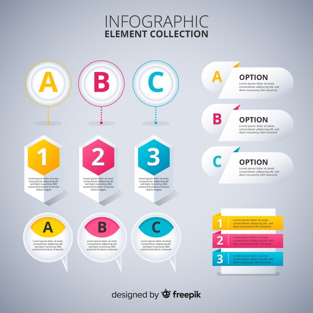 Colección de elementos infográficos de diseño plano.