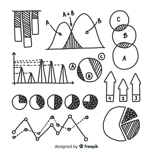 Colección de elementos infográficos en estilo dibujo a mano