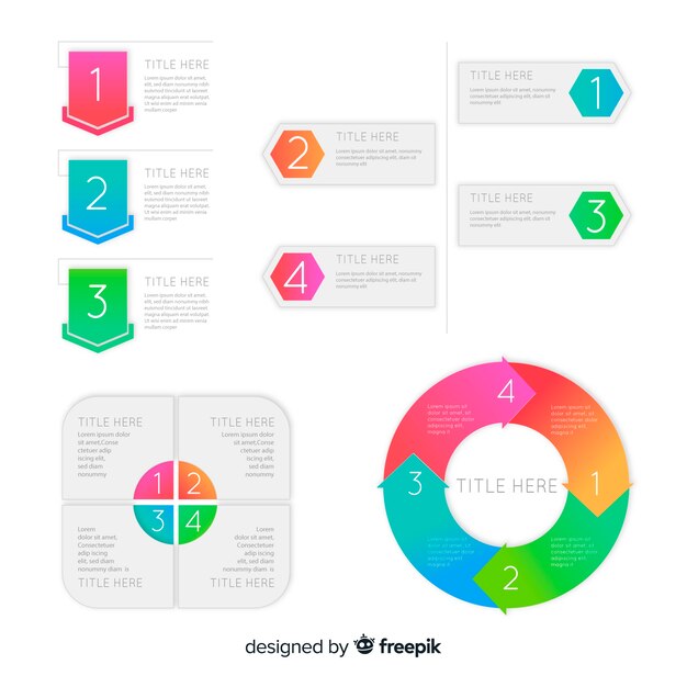 Colección de elementos infográficos en estilo plano.