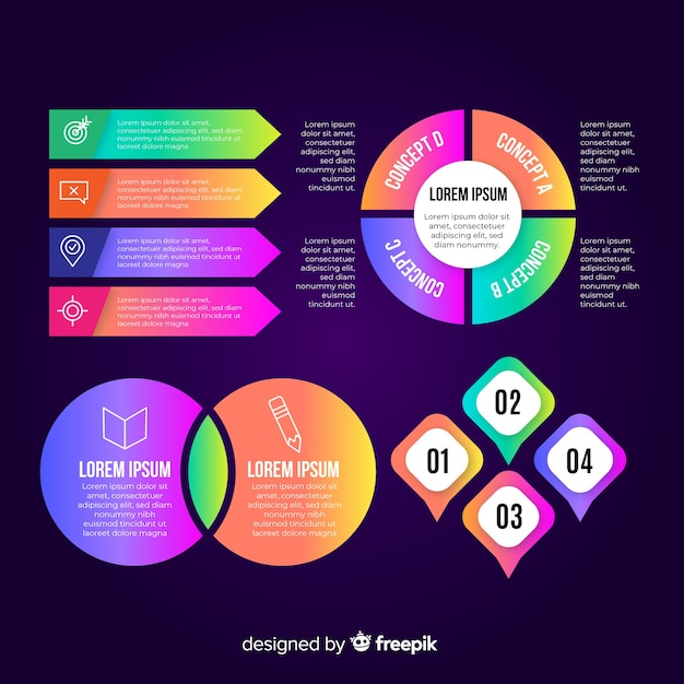 Colección de elementos infográficos en estilo plano.