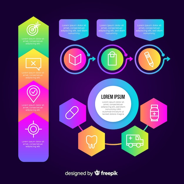 Vector gratuito colección de elementos infográficos en estilo plano.