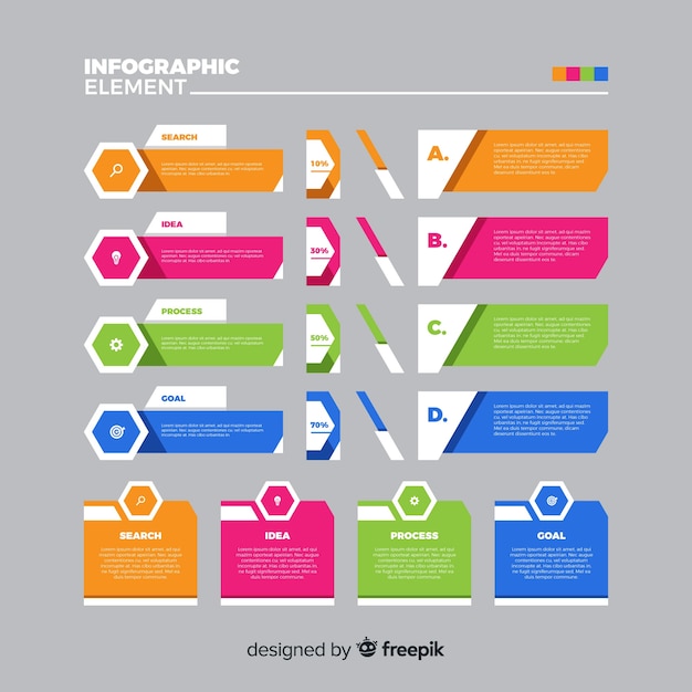 Colección de elementos infográficos en estilo plano.