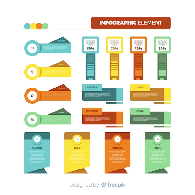 Colección de elementos infográficos en estilo plano.