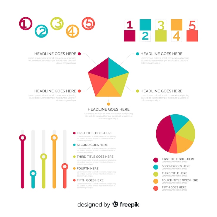 Vector gratuito colección de elementos infográficos en estilo plano.