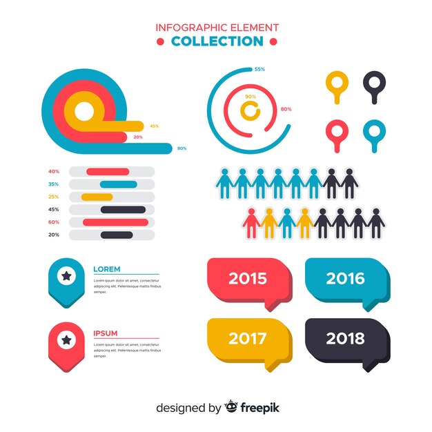 Colección de elementos infográficos flat