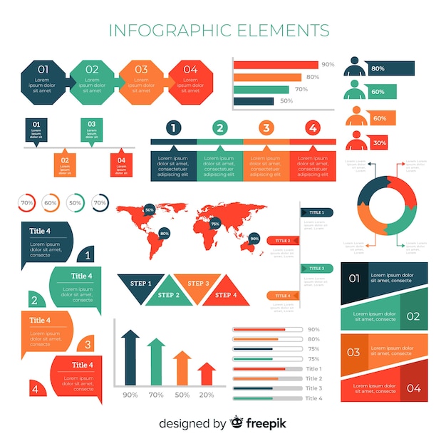 Colección de elementos infográficos flat