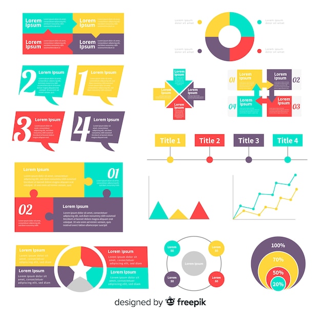 Vector gratuito colección de elementos infográficos flat