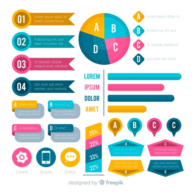 Colección de elementos infográficos flat
