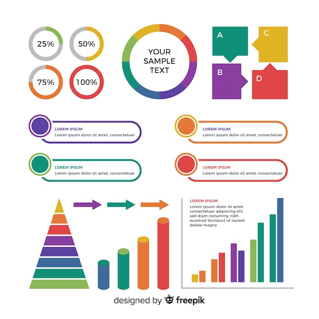 Vector gratuito colección de elementos infográficos flat