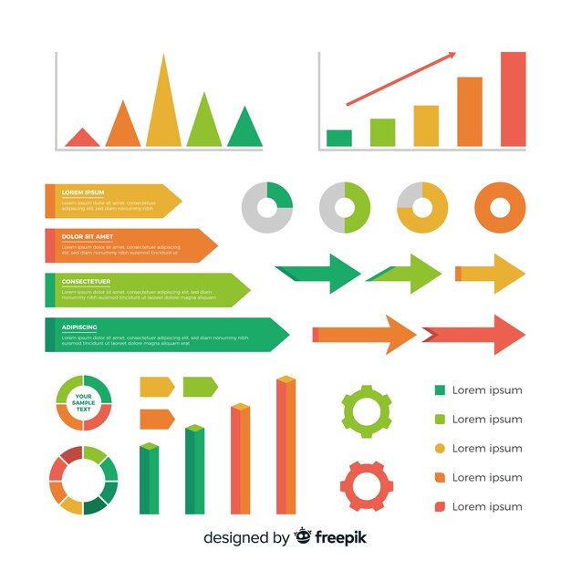 Colección de elementos infográficos flat