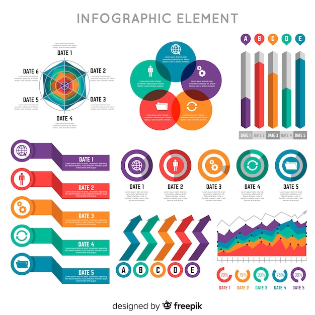 Colección de elementos infográficos flat