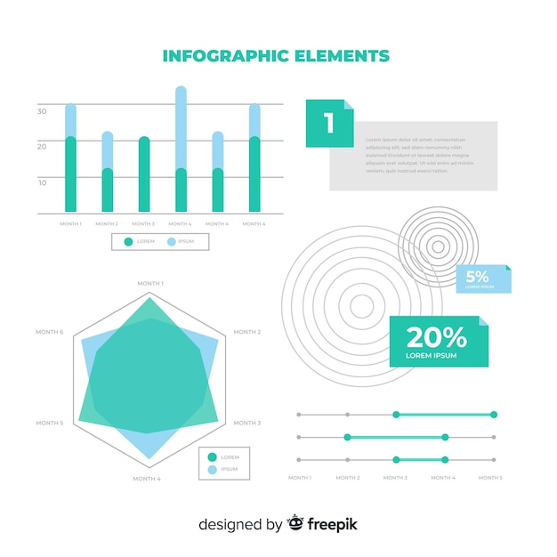 Vector gratuito colección de elementos infográficos flat