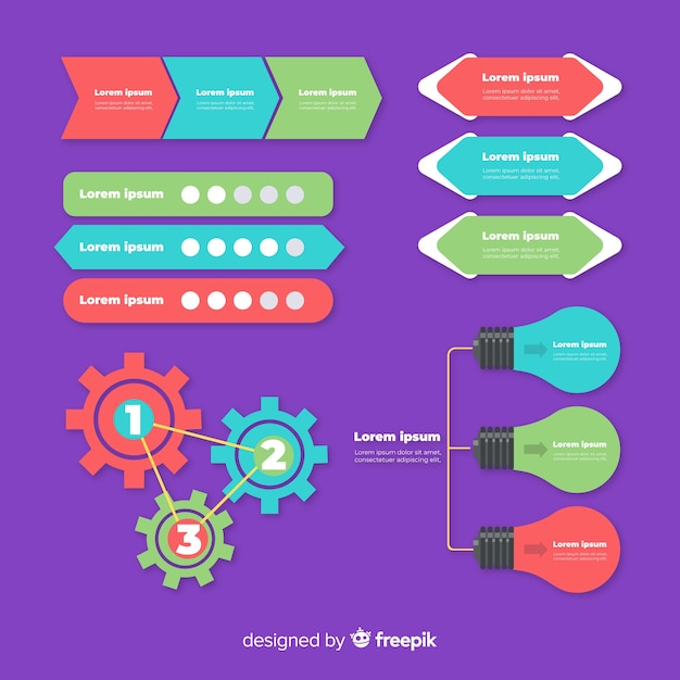 Vector gratuito colección de elementos infográficos flat