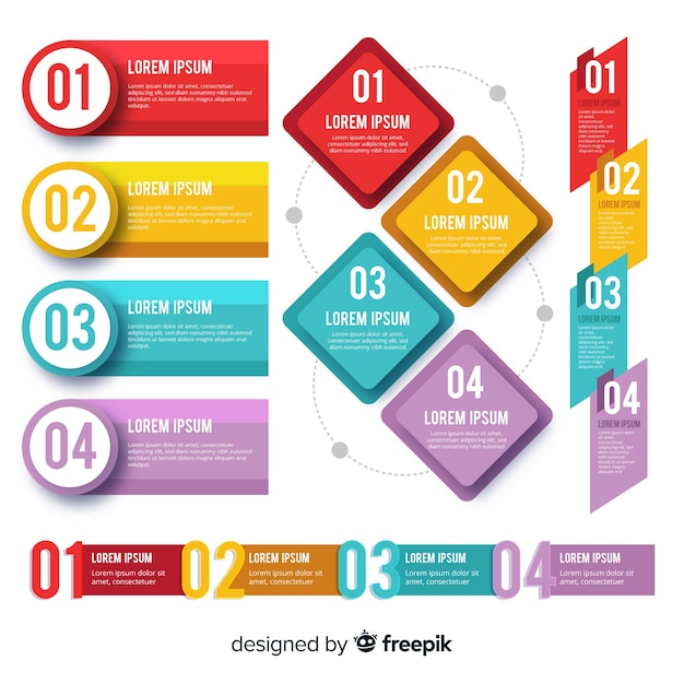 Colección de elementos infográficos flat