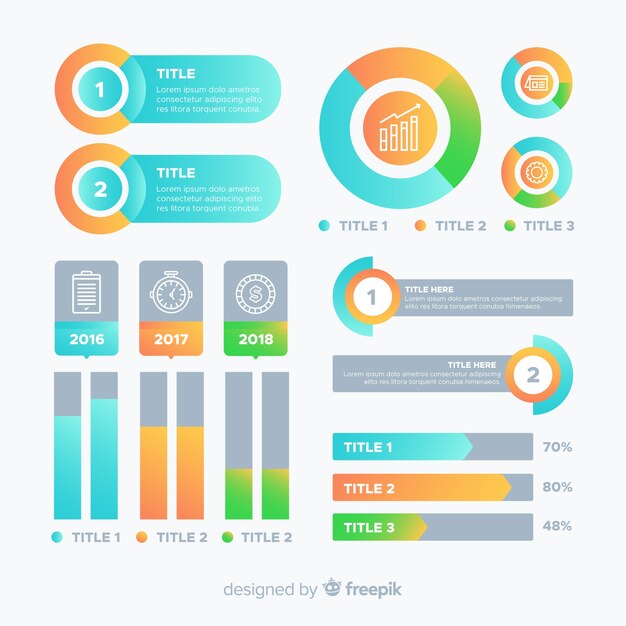 Colección de elementos infográficos flat