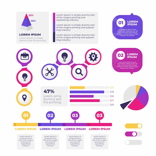 Colección de elementos infográficos flat