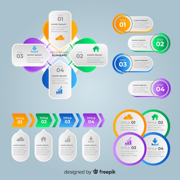Colección de elementos infográficos flat