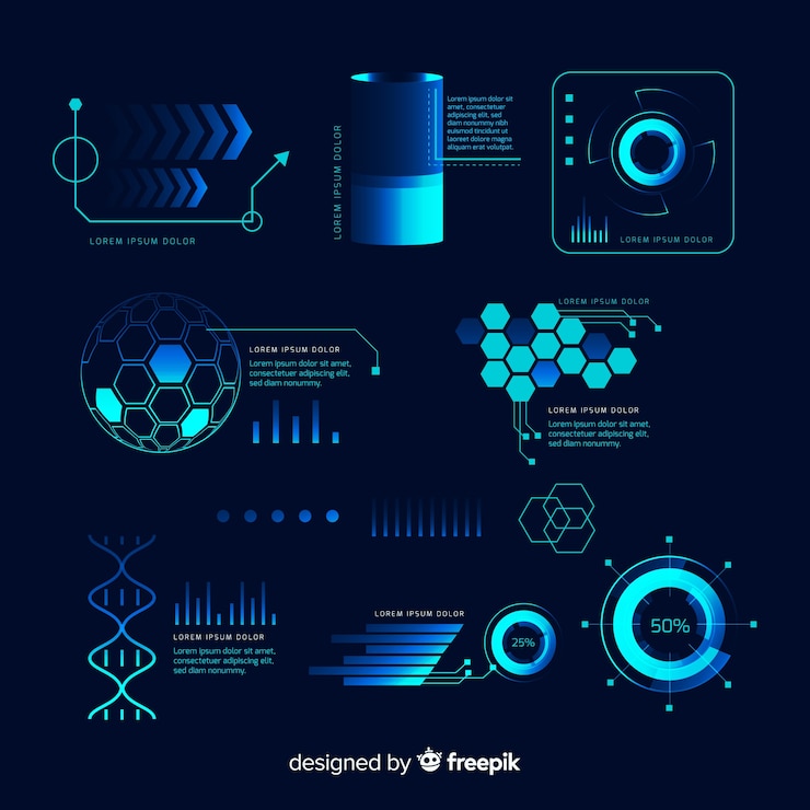 Vector gratuito colección de elementos infográficos futuristas.