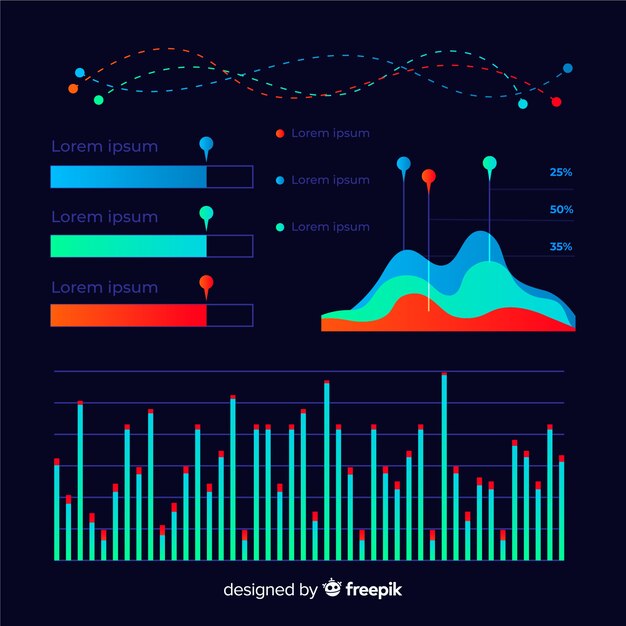 Colección de elementos infográficos en gradiente