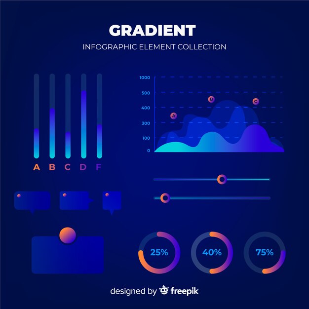 Colección de elementos infográficos gradientes