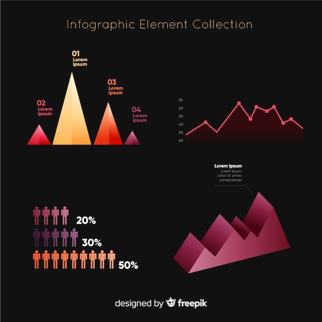 Vector gratuito colección de elementos infográficos gradientes