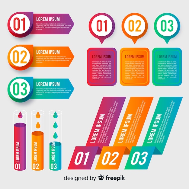 Vector gratuito colección de elementos infográficos gradientes